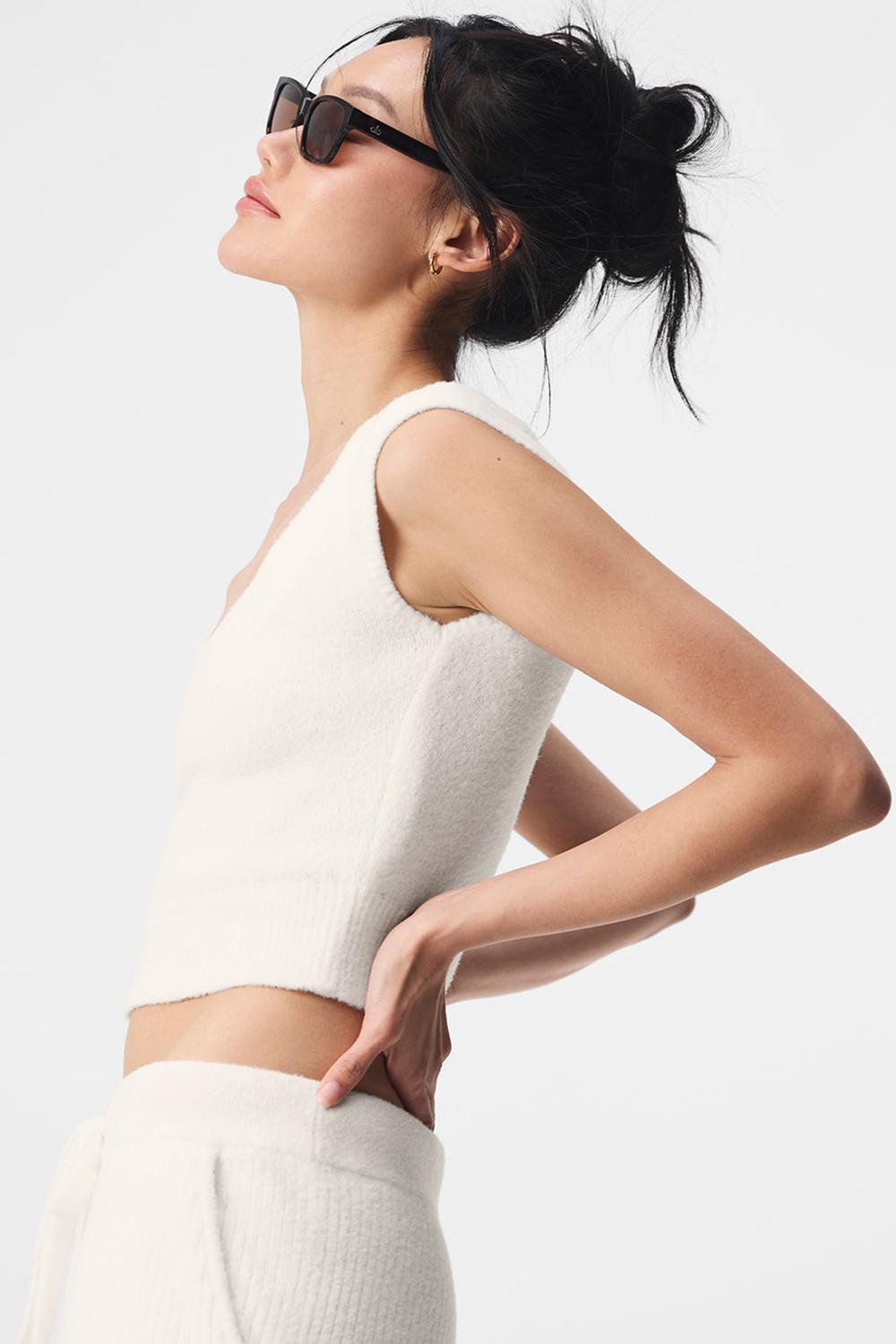Alo Yoga Snuggle Up Naisten Short Sleeve Ivory | Suomi  6940-NTDUK