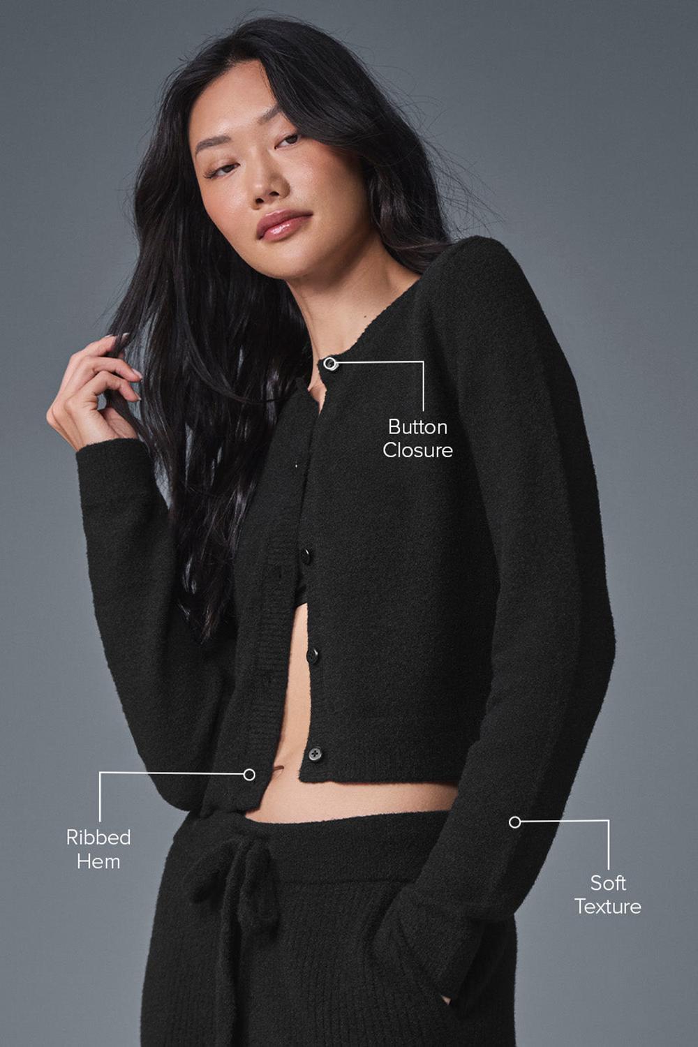 Alo Yoga Snuggle Up Sweater Cropped Naisten Neuletakki Mustat | Suomi  0593-IZKPN