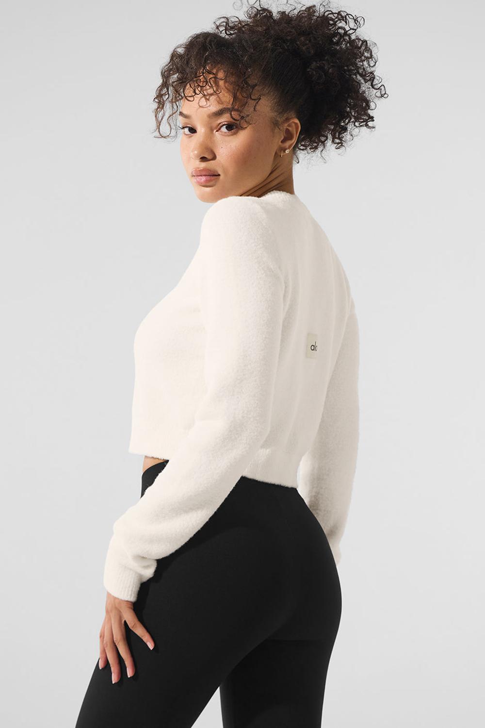 Alo Yoga Snuggle Up Sweater Cropped Naisten Neuletakki Ivory | Suomi  5084-GNUPC