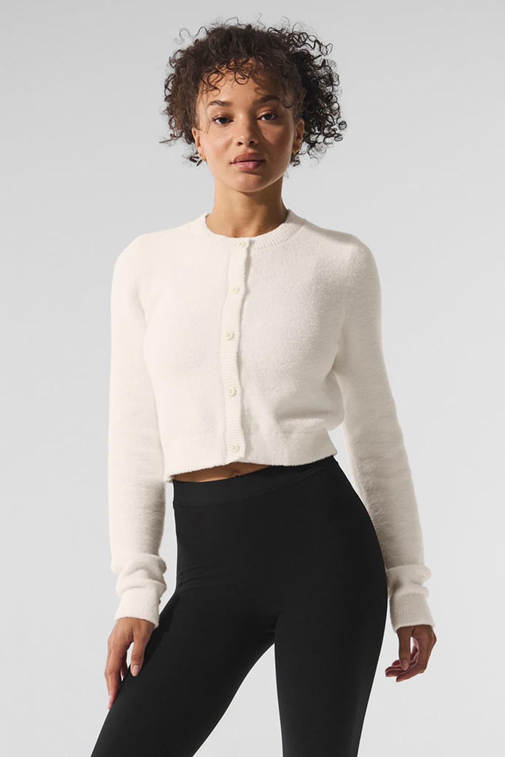 Alo Yoga Snuggle Up Sweater Cropped Naisten Neuletakki Ivory | Suomi  5084-GNUPC