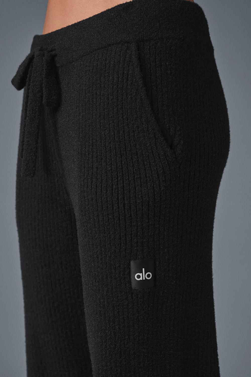 Alo Yoga Snuggle Up Sweater High-Waist Wide Leg Naisten Housut Mustat | Suomi  5230-YZKEA