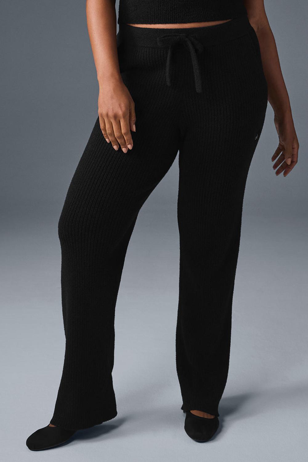 Alo Yoga Snuggle Up Sweater High-Waist Wide Leg Naisten Housut Mustat | Suomi  5230-YZKEA