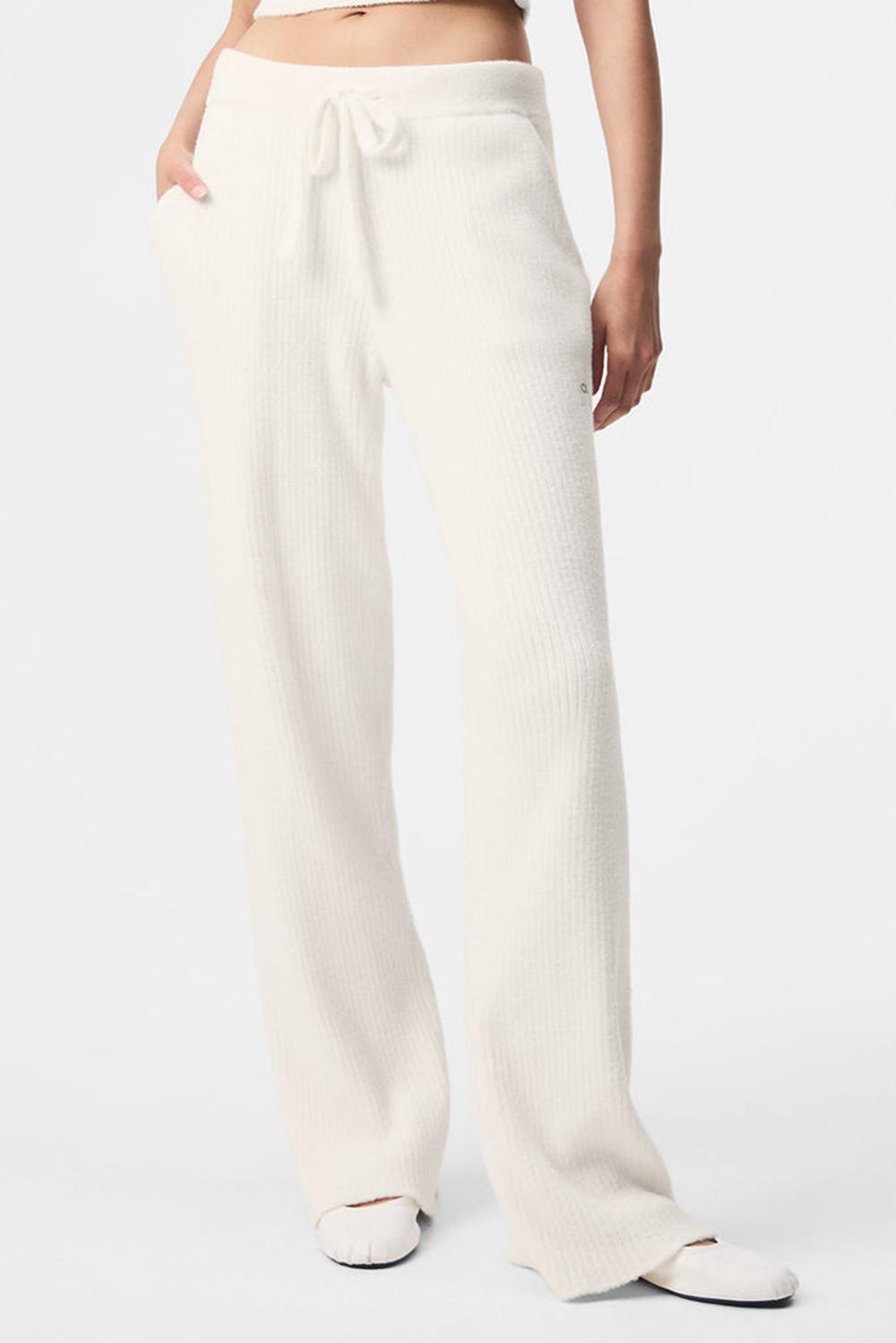 Alo Yoga Snuggle Up Sweater High-Waist Wide Leg Naisten Housut Ivory | Suomi  0745-TXIWK