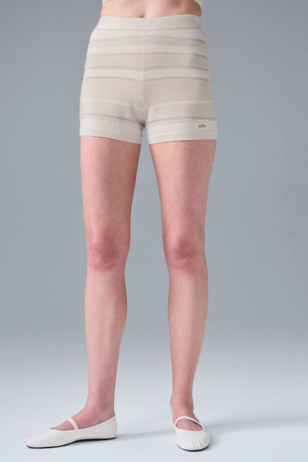 Alo Yoga Sport Play High-Waist Knit Naisten Shortsit Ivory / Alabaster | Suomi  6351-YGLDQ