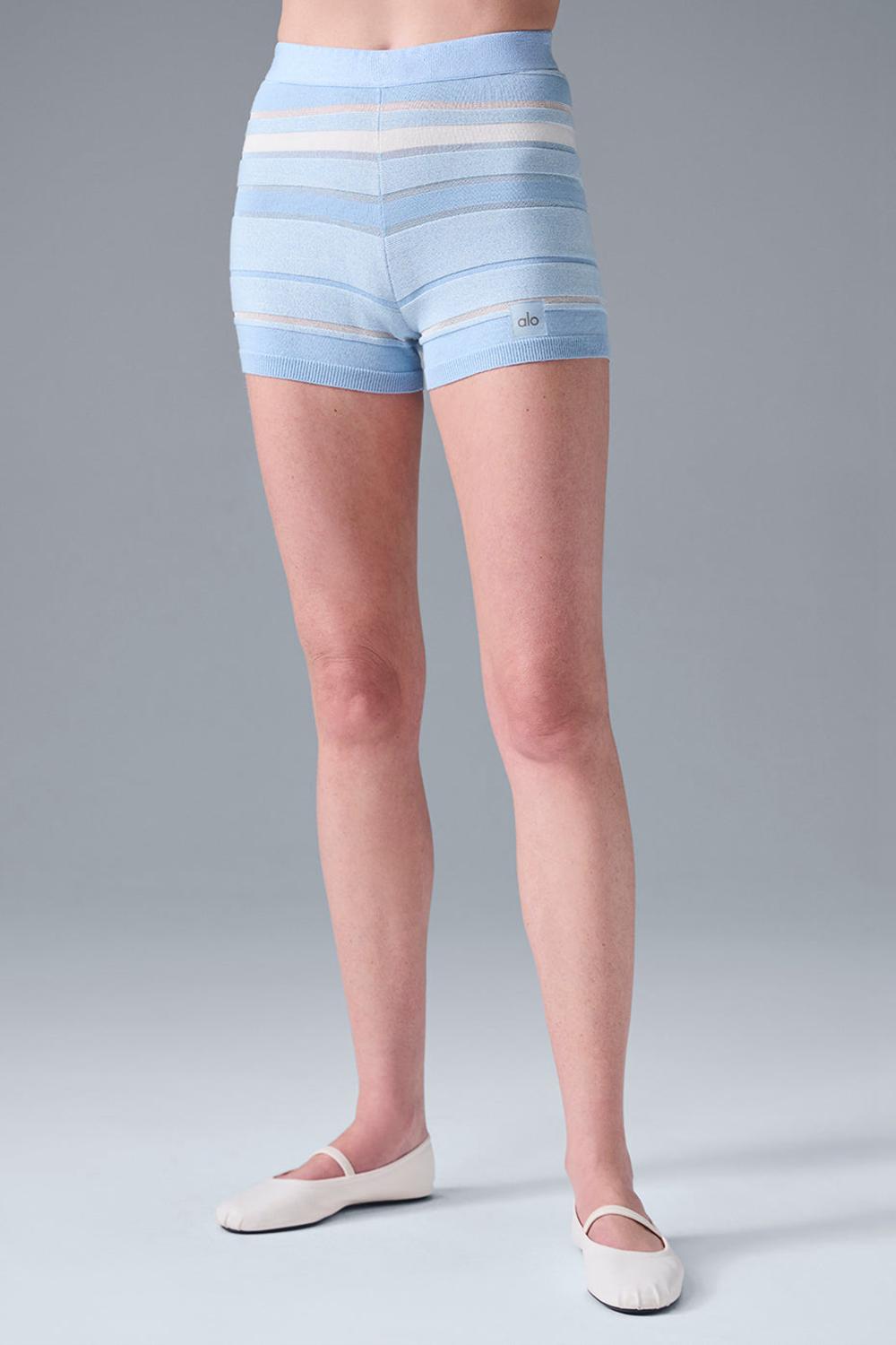 Alo Yoga Sport Play High-Waist Knit Naisten Shortsit Sininen | Suomi  5624-DZINV