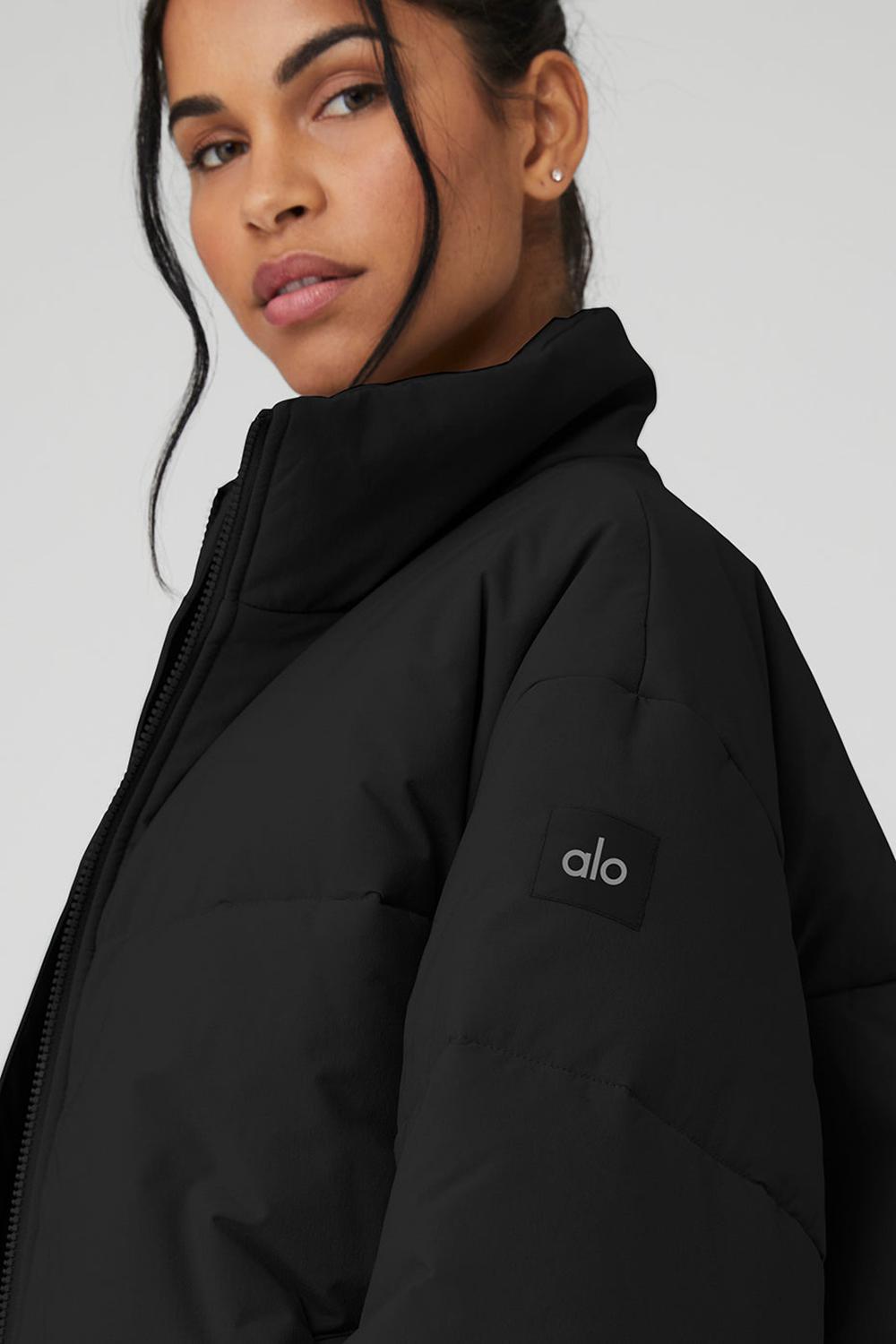 Alo Yoga Stretch Woven Street Naisten Puffer Takki Mustat | Suomi  0976-LTURI