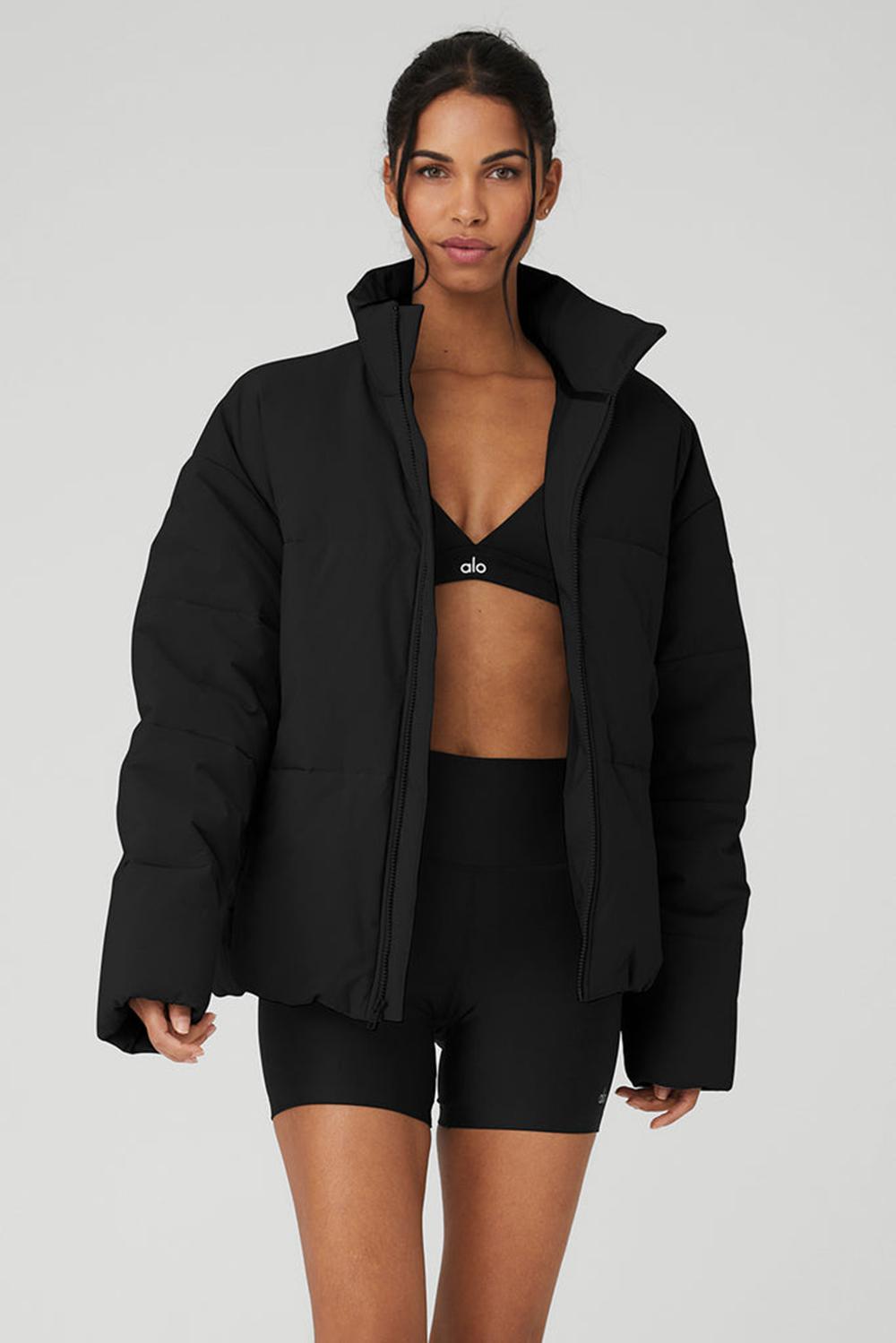 Alo Yoga Stretch Woven Street Naisten Puffer Takki Mustat | Suomi  0976-LTURI