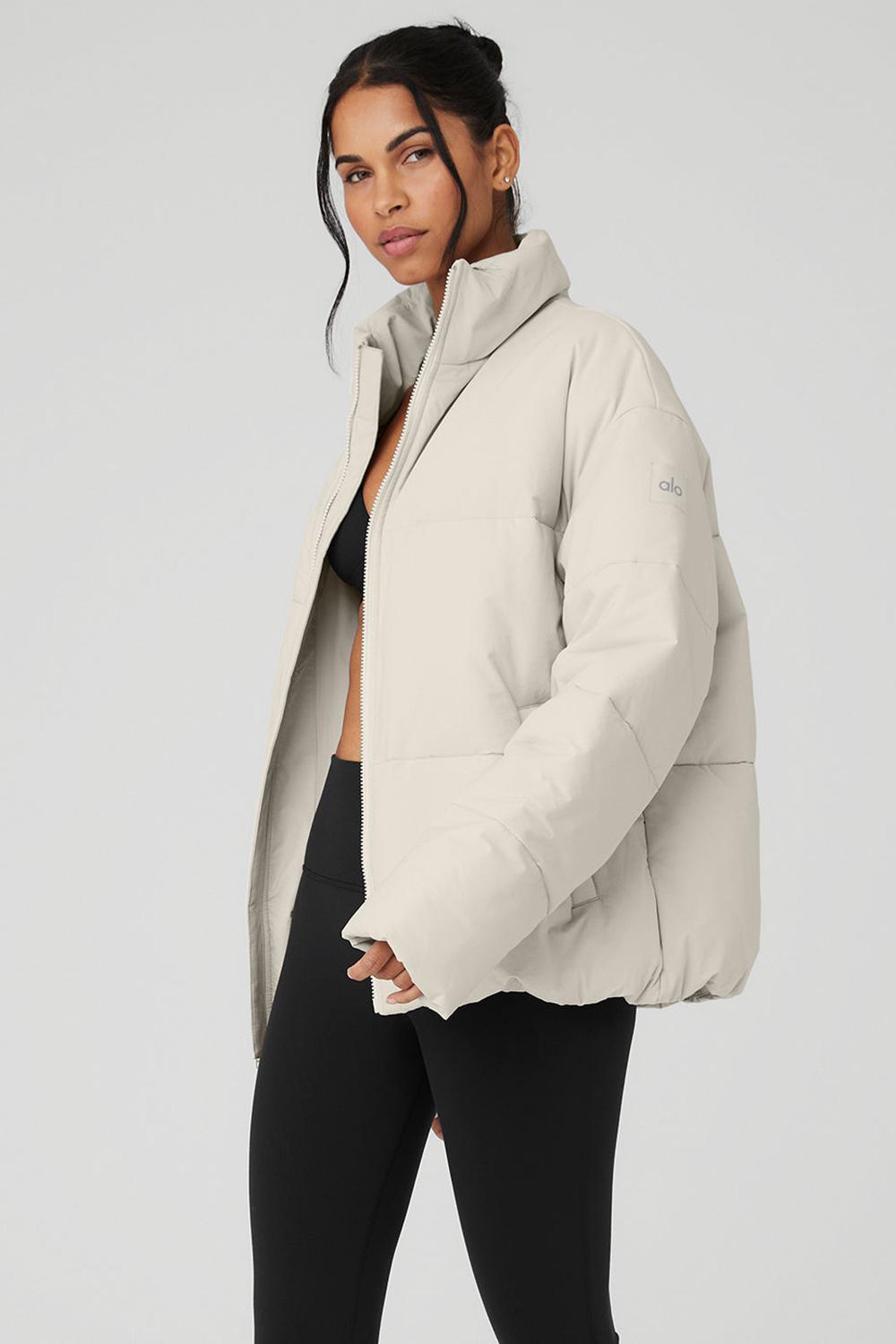 Alo Yoga Stretch Woven Street Naisten Puffer Takki Bone | Suomi  6724-CVPAM