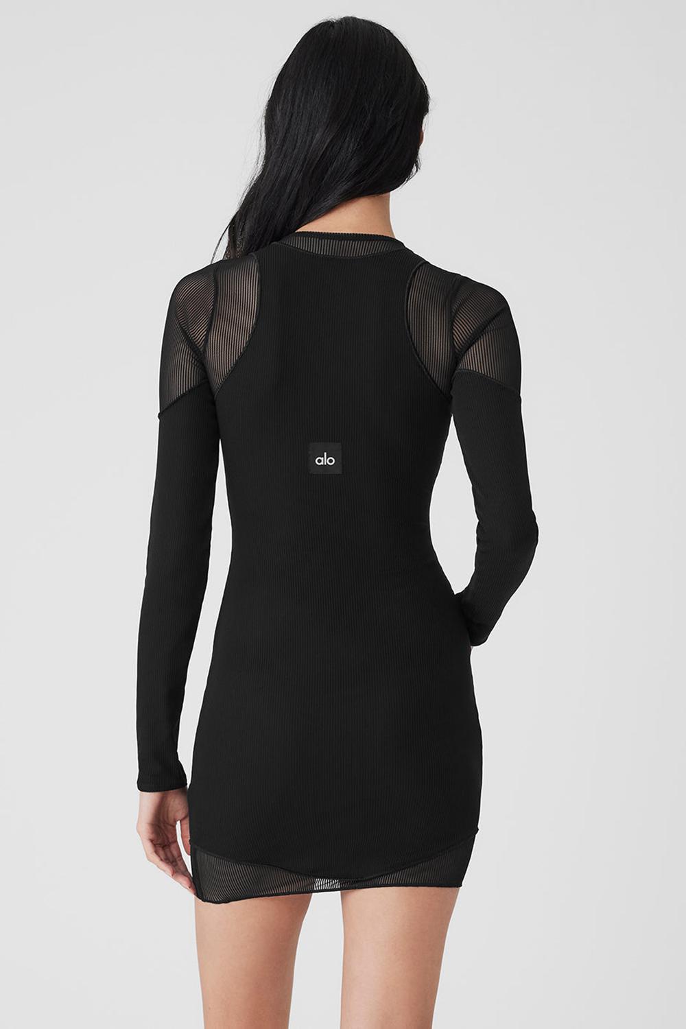 Alo Yoga Striped Mesh Synergy Naisten Pitkähihainen Mustat | Suomi  9627-GJTIR
