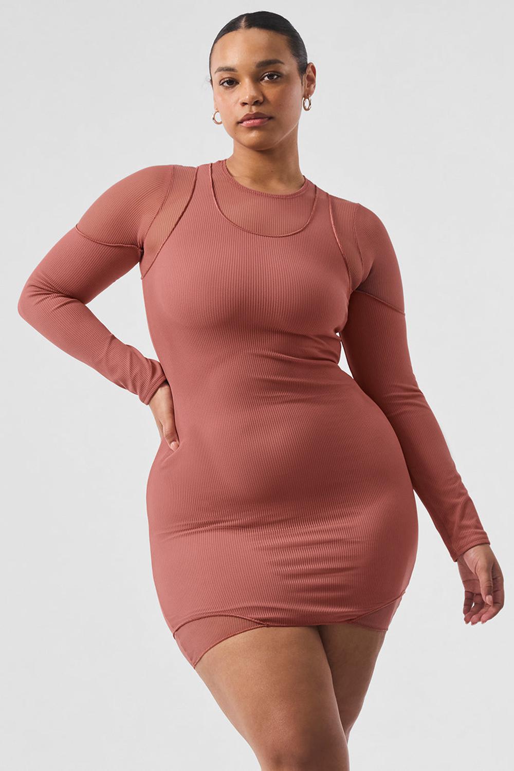 Alo Yoga Striped Mesh Synergy Naisten Pitkähihainen Soft Terracotta | Suomi  3521-VKXSP