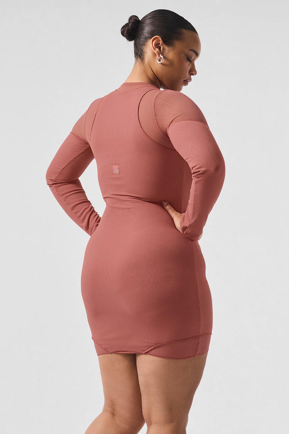 Alo Yoga Striped Mesh Synergy Naisten Pitkähihainen Soft Terracotta | Suomi  3521-VKXSP