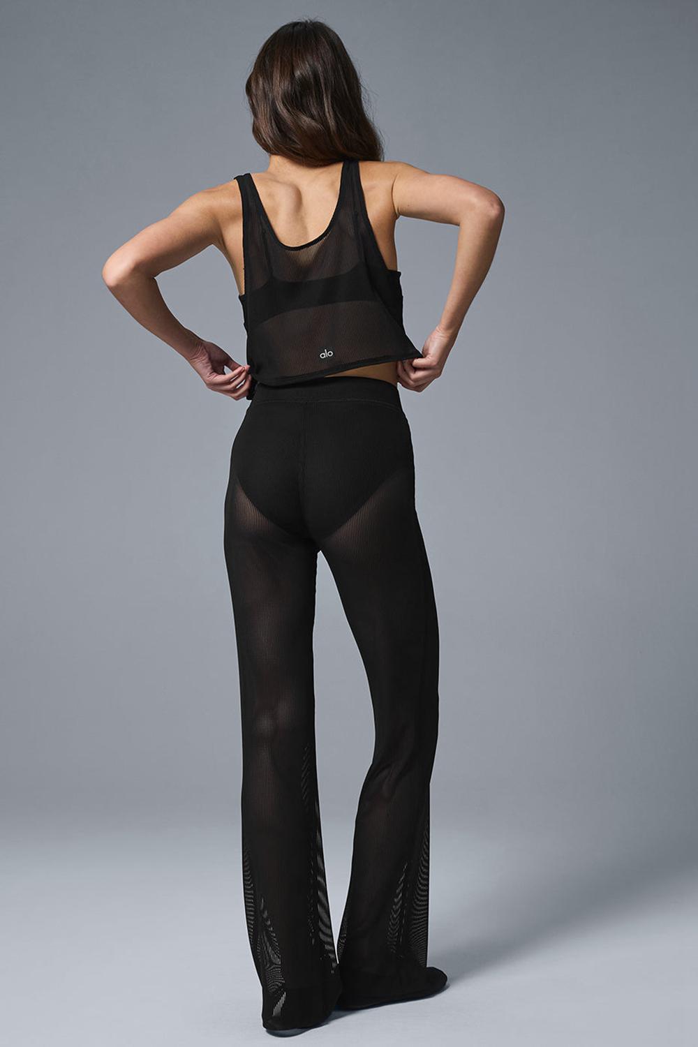 Alo Yoga Striped Mesh Tropical Nights Flare Naisten Housut Mustat | Suomi  9673-WCNFQ
