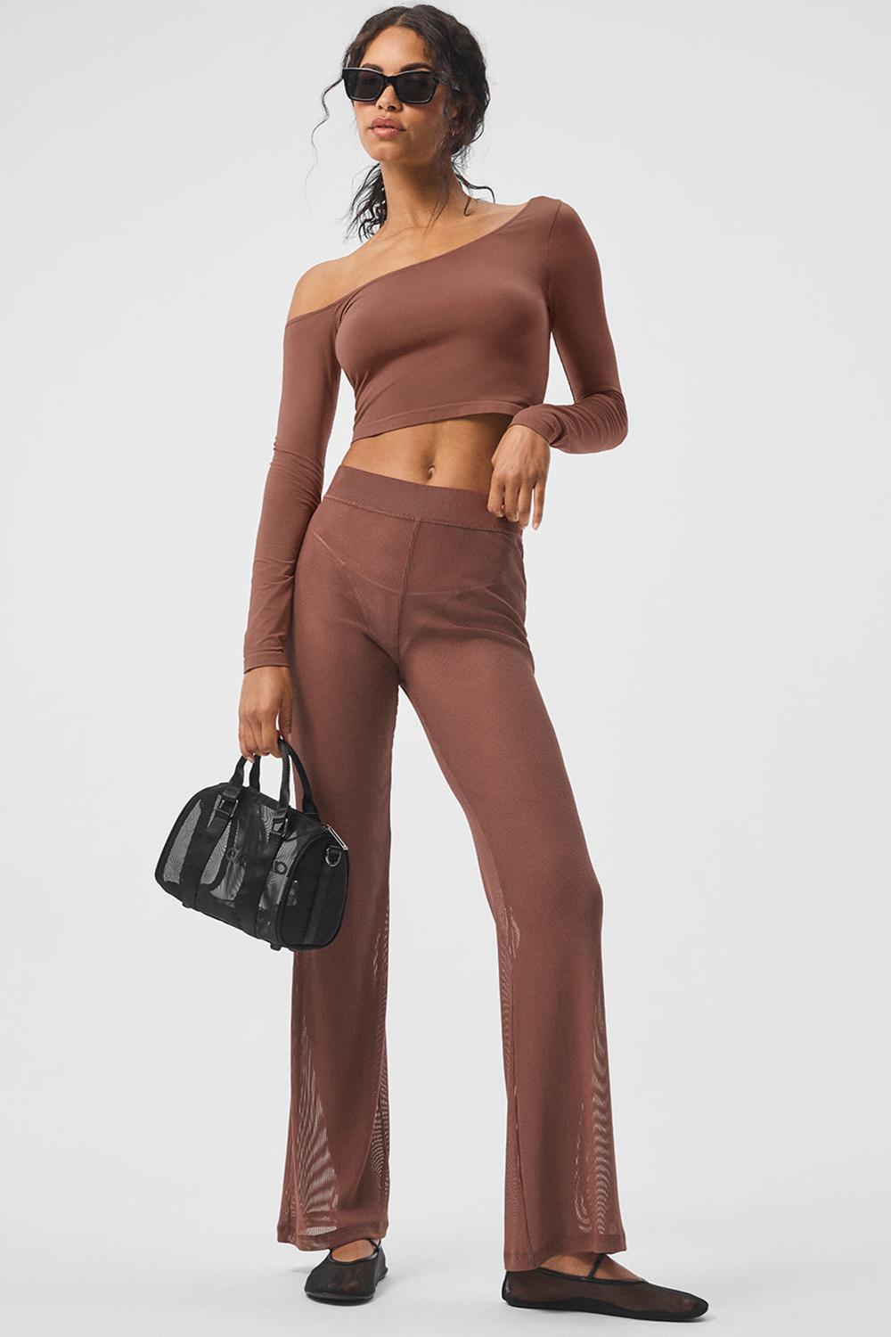 Alo Yoga Striped Mesh Tropical Nights Flare Naisten Housut Chestnut | Suomi  9063-HIGSD