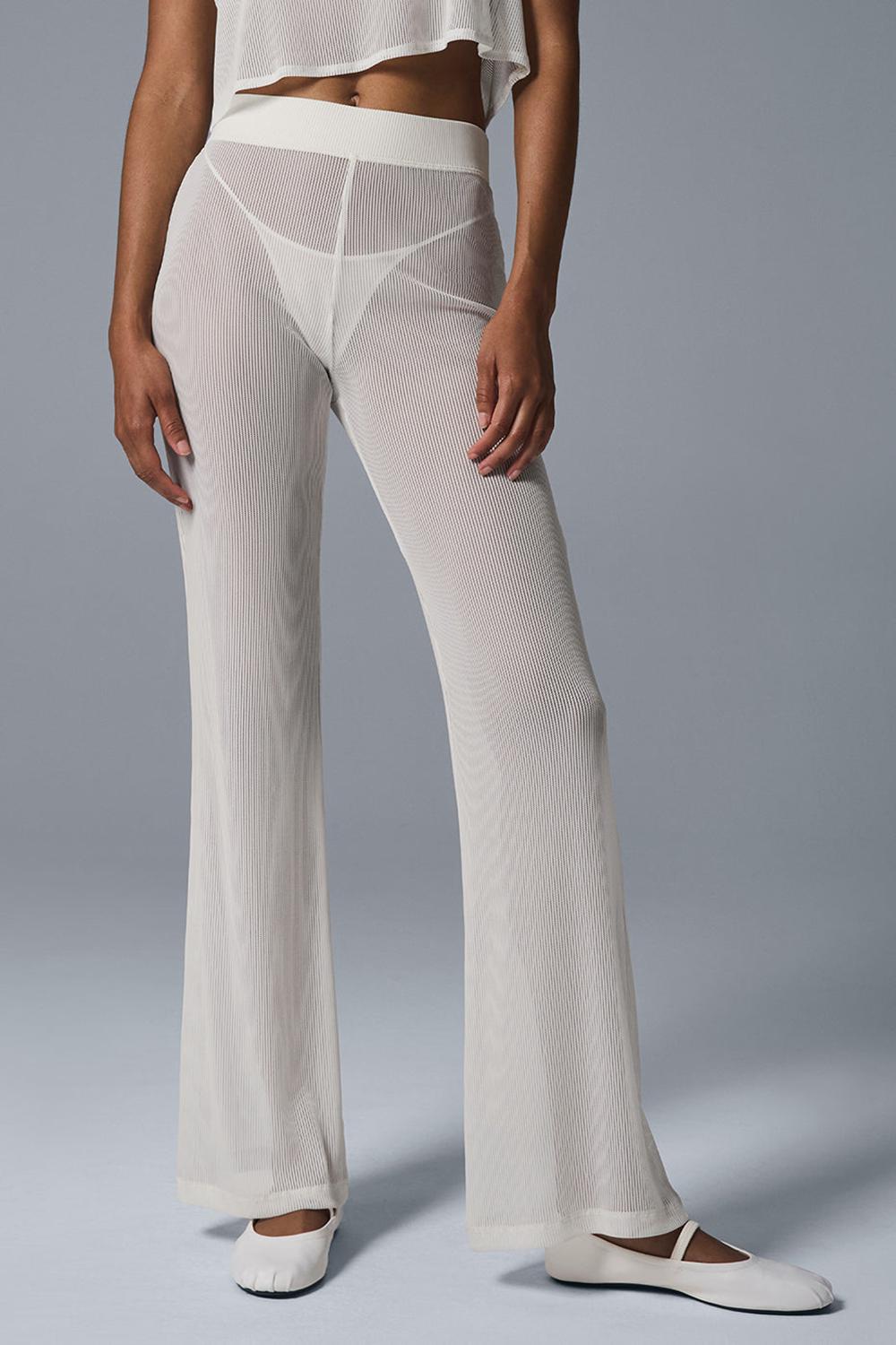 Alo Yoga Striped Mesh Tropical Nights Flare Naisten Housut Ivory | Suomi  4896-IQAHM