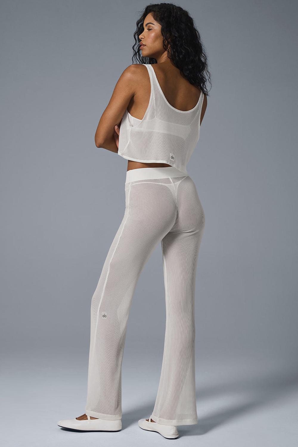 Alo Yoga Striped Mesh Tropical Nights Flare Naisten Housut Ivory | Suomi  4896-IQAHM