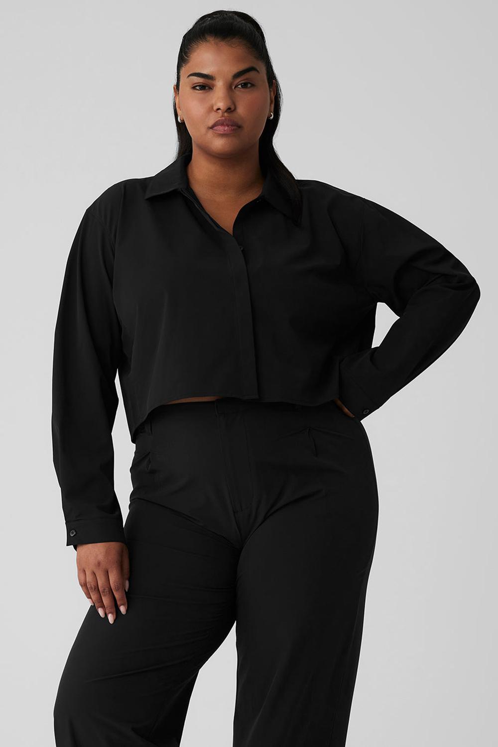 Alo Yoga Take Me Out Button Up Naisten Leikatut Topit Mustat | Suomi  4812-QPLMV