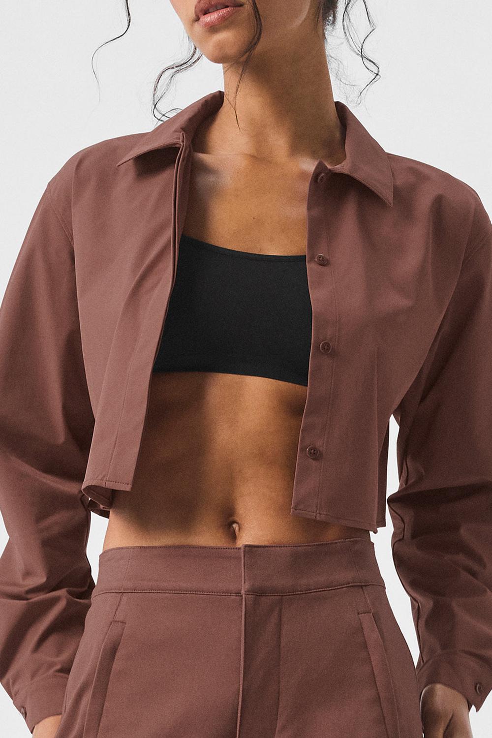 Alo Yoga Take Me Out Button Up Naisten Leikatut Topit Chestnut | Suomi  4508-BWZYG