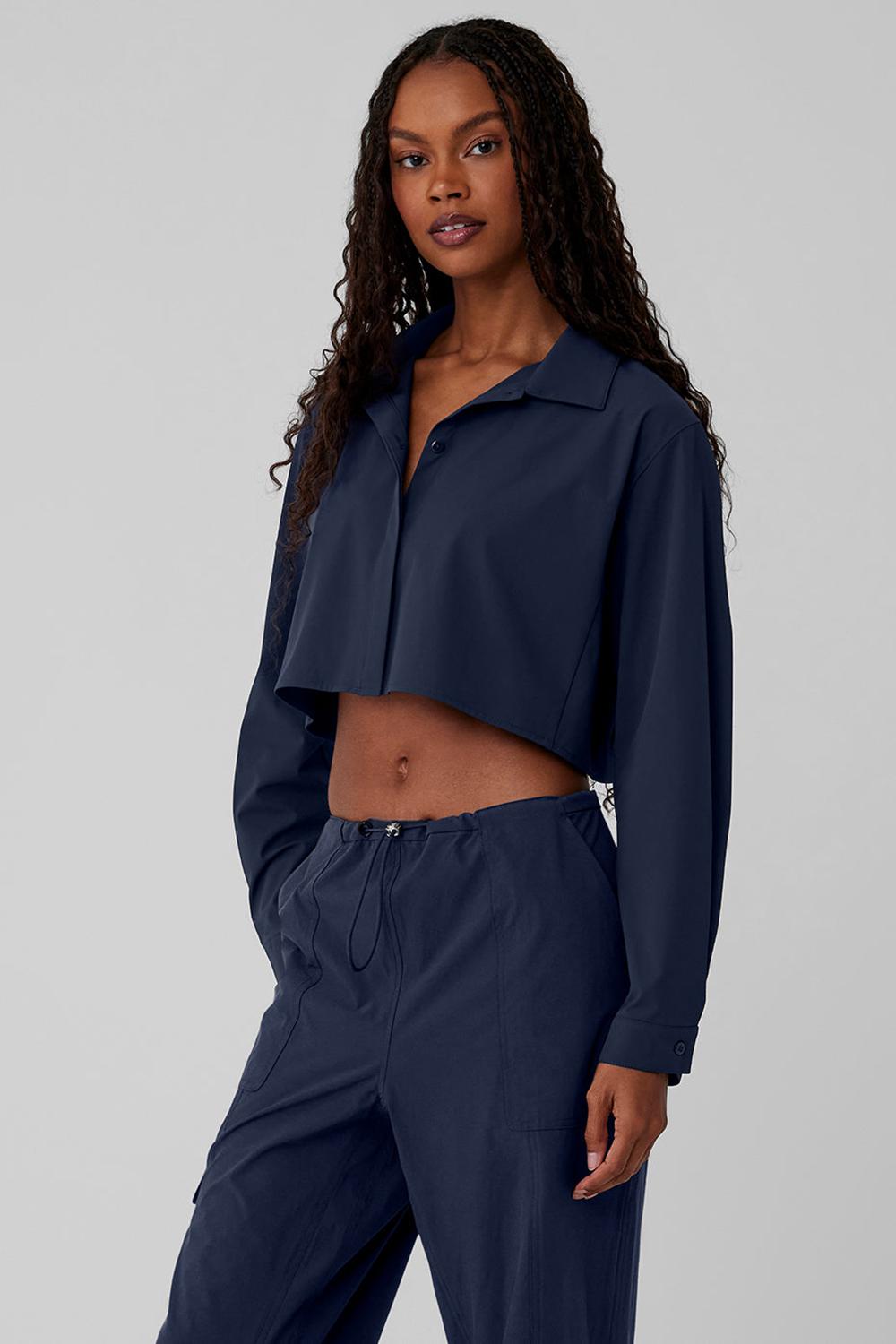 Alo Yoga Take Me Out Button Up Naisten Leikatut Topit Laivastonsininen | Suomi  1748-BTEGM