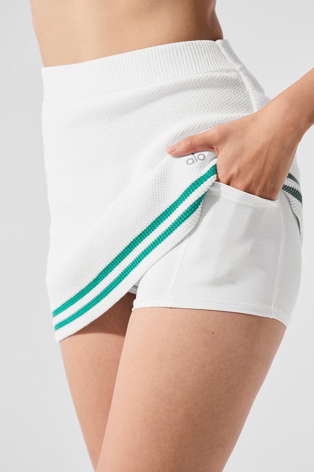 Alo Yoga Tennis Club Sweater Knit Naisten Hameet Valkoinen Vihreä | Suomi  0765-IEJGQ