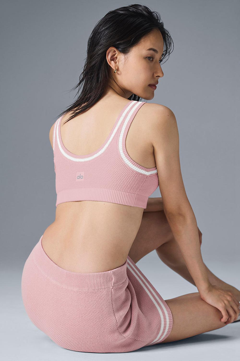 Alo Yoga Tennis Club Sweater Knit Naisten Urheiluliivi Pinkki Valkoinen | Suomi  1564-AOKJG