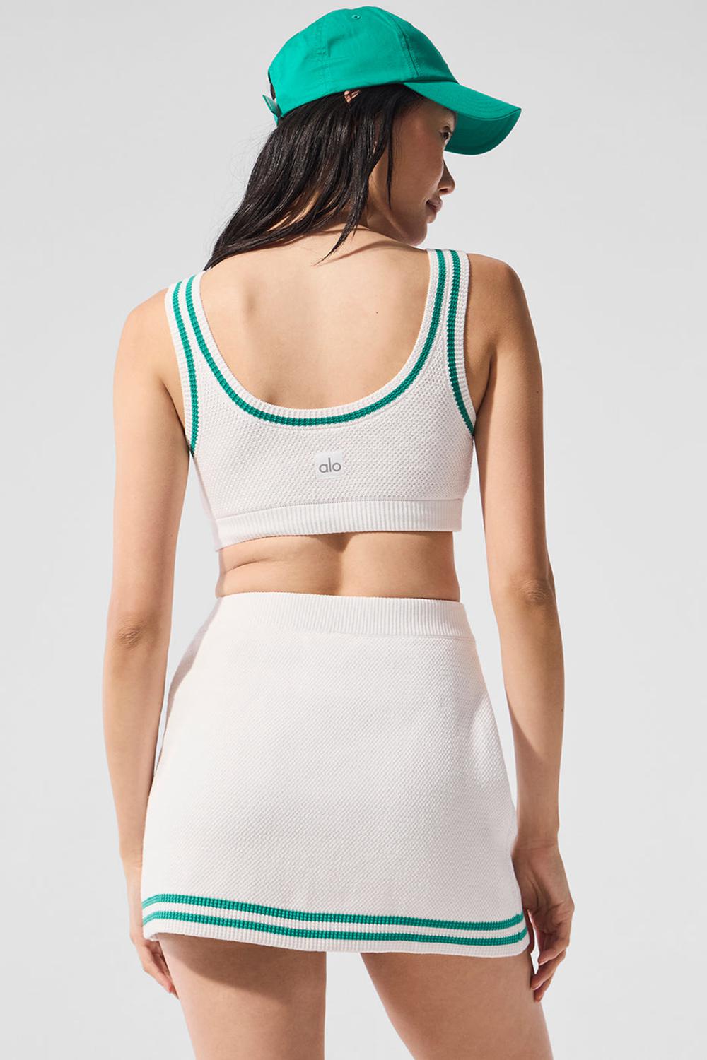Alo Yoga Tennis Club Sweater Knit Naisten Urheiluliivi Valkoinen Vihreä | Suomi  9316-GDXCR