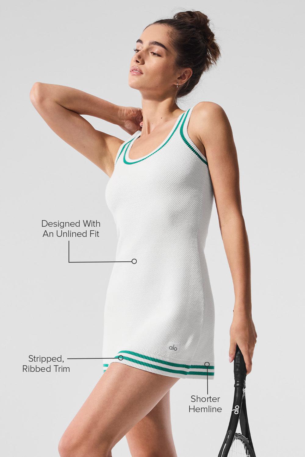 Alo Yoga Tennis Club Sweater Knit Naisten Mekko Valkoinen Vihreä | Suomi  3459-KLCOQ