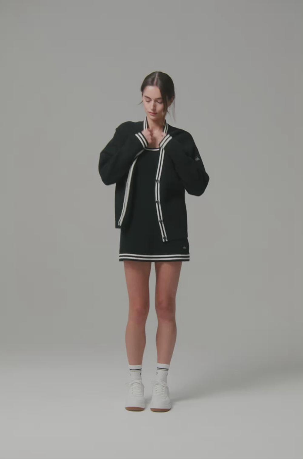 Alo Yoga Tennis Club Sweater Knit Naisten Neuletakki Harmaat Valkoinen | Suomi  9253-OMUYC