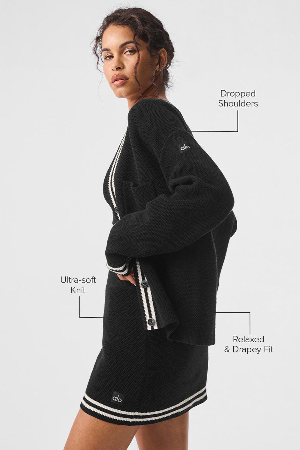 Alo Yoga Tennis Club Sweater Knit Naisten Neuletakki Mustat | Suomi  1059-IXAGE