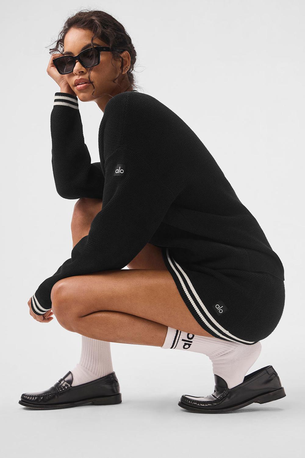 Alo Yoga Tennis Club Sweater Knit Naisten Neuletakki Mustat | Suomi  1059-IXAGE