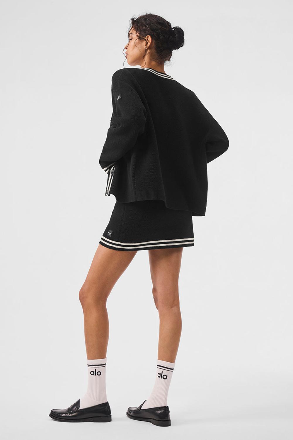 Alo Yoga Tennis Club Sweater Knit Naisten Neuletakki Mustat | Suomi  1059-IXAGE