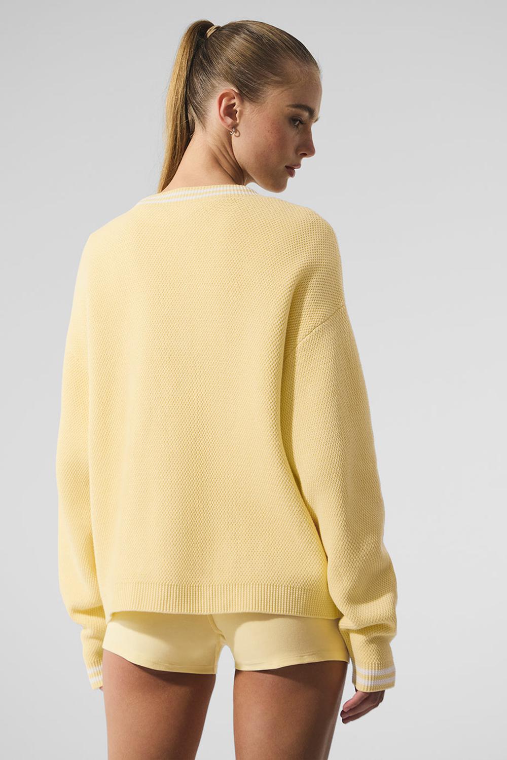 Alo Yoga Tennis Club Sweater Knit Naisten Neuletakki Valkoinen | Suomi  3174-KTMBD