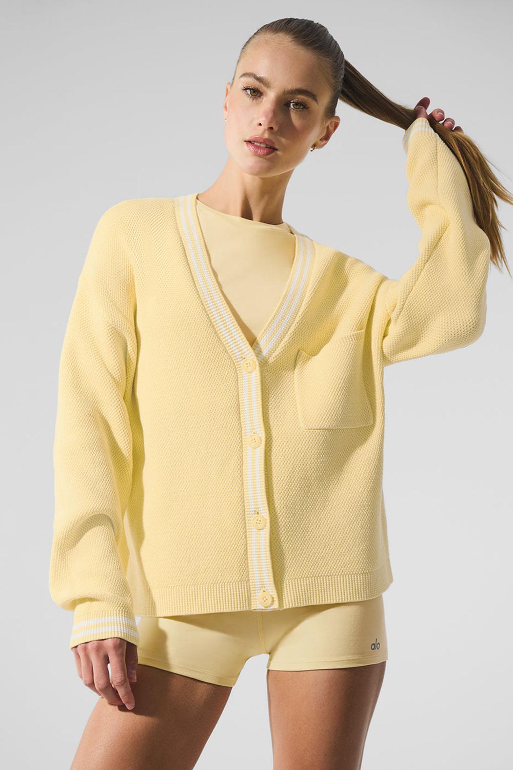 Alo Yoga Tennis Club Sweater Knit Naisten Neuletakki Valkoinen | Suomi  3174-KTMBD