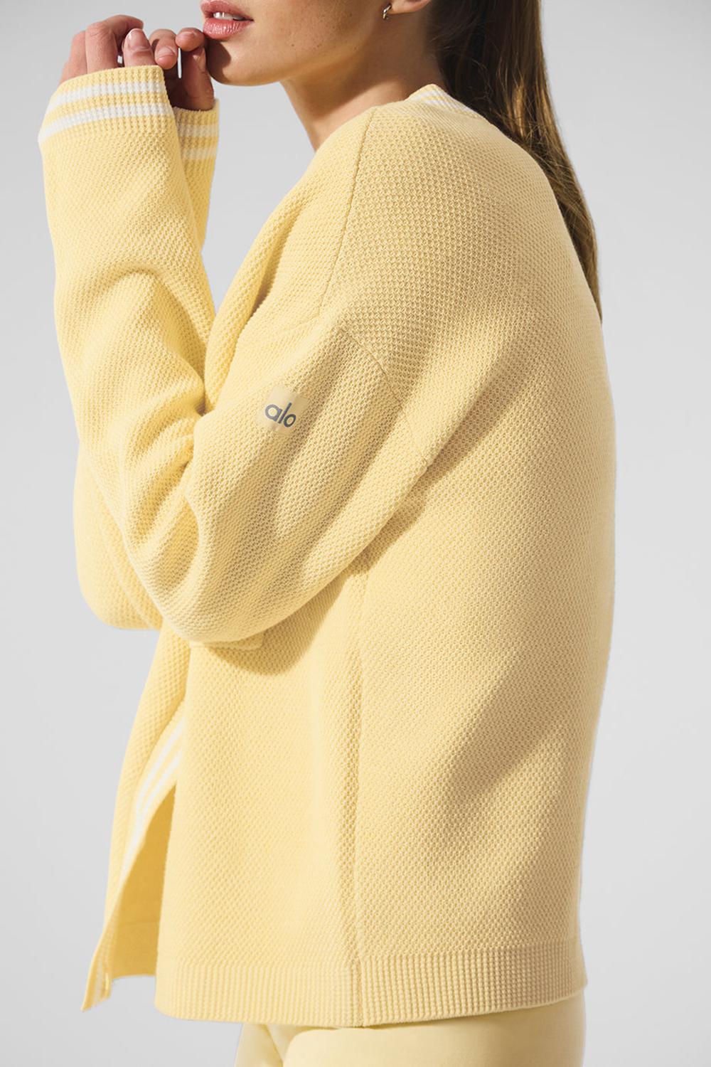 Alo Yoga Tennis Club Sweater Knit Naisten Neuletakki Valkoinen | Suomi  3174-KTMBD