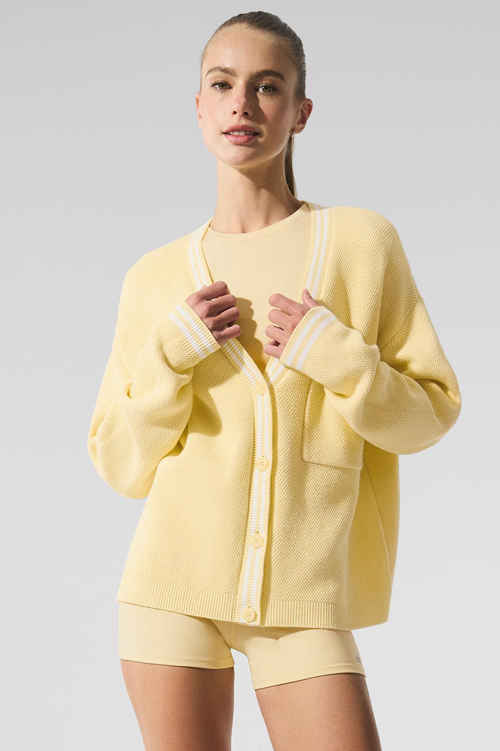 Alo Yoga Tennis Club Sweater Knit Naisten Neuletakki Valkoinen | Suomi  3174-KTMBD