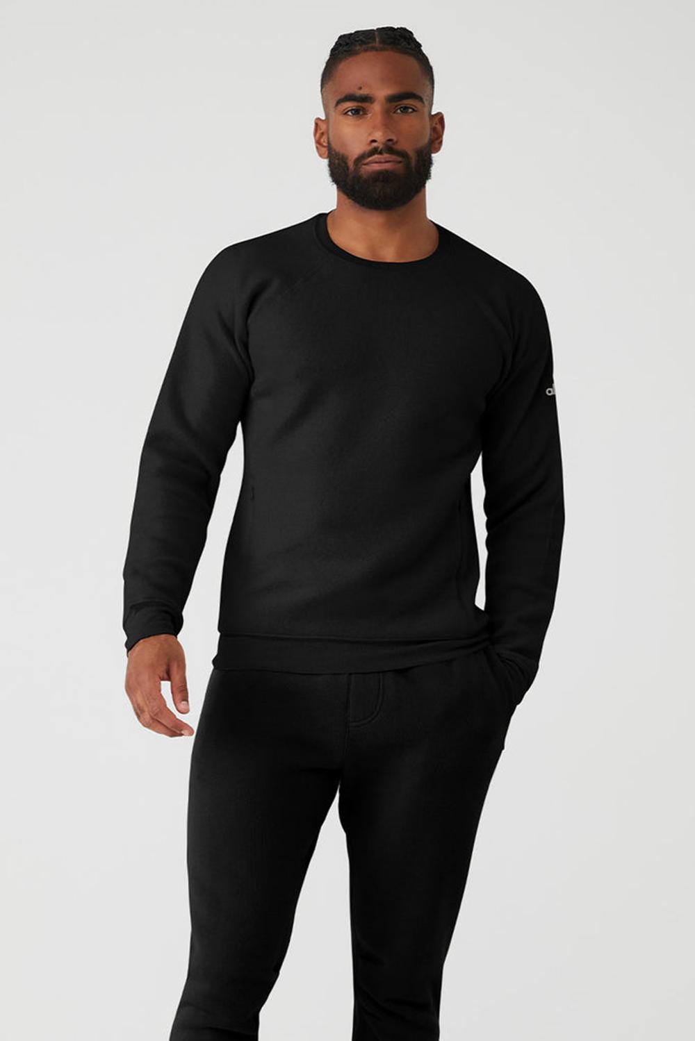 Alo Yoga Triumph Crew Neck Miesten Puserot Mustat | Suomi  1056-YBEUI