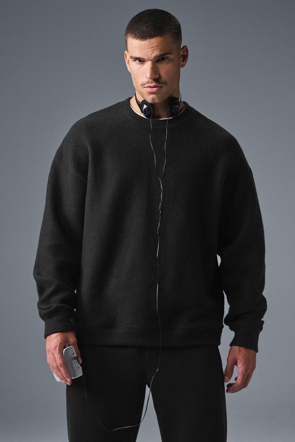 Alo Yoga Triumph Restore Crew Neck Miesten Puserot Mustat | Suomi  4172-LEZVP