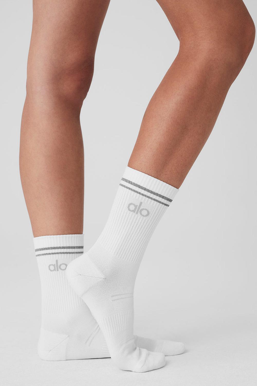 Alo Yoga Unisex Half-Crew Performance Miesten Sukat Valkoinen | Suomi  8974-SBLMG