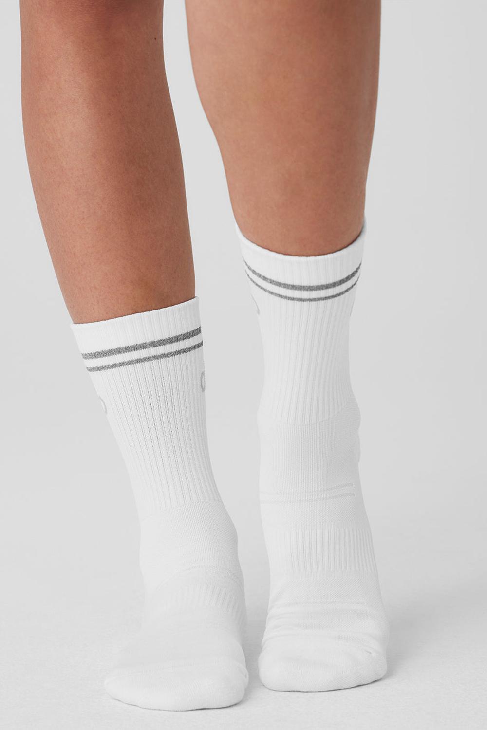Alo Yoga Unisex Half-Crew Performance Miesten Sukat Valkoinen | Suomi  8974-SBLMG