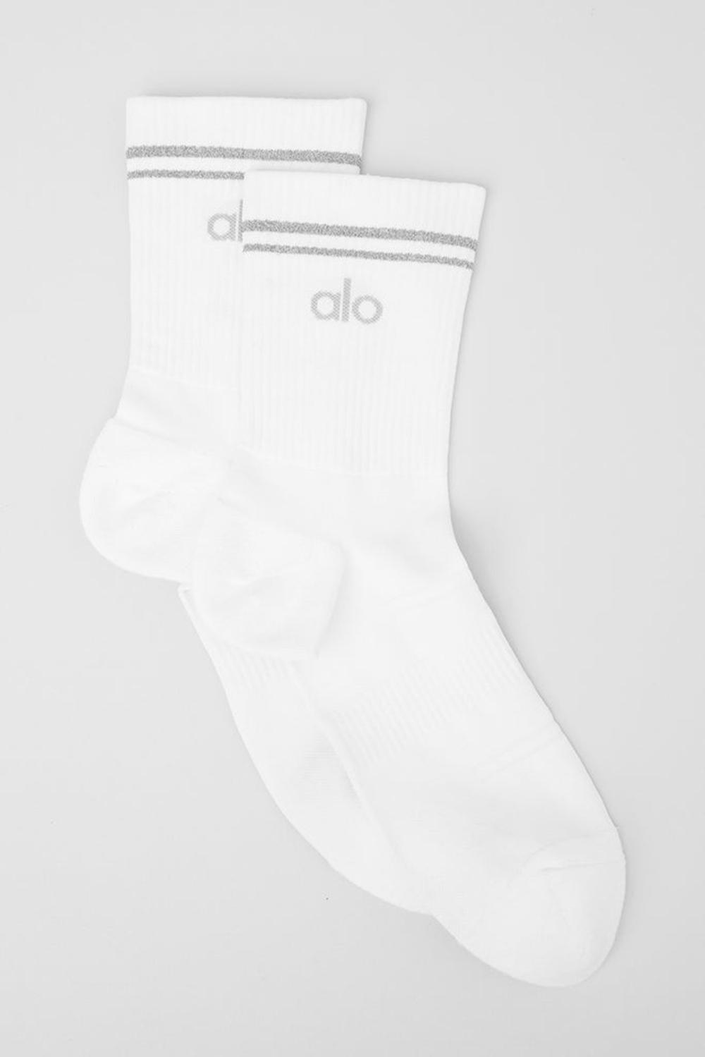 Alo Yoga Unisex Half-Crew Performance Naisten Sukat Valkoinen | Suomi  4326-ALIOD