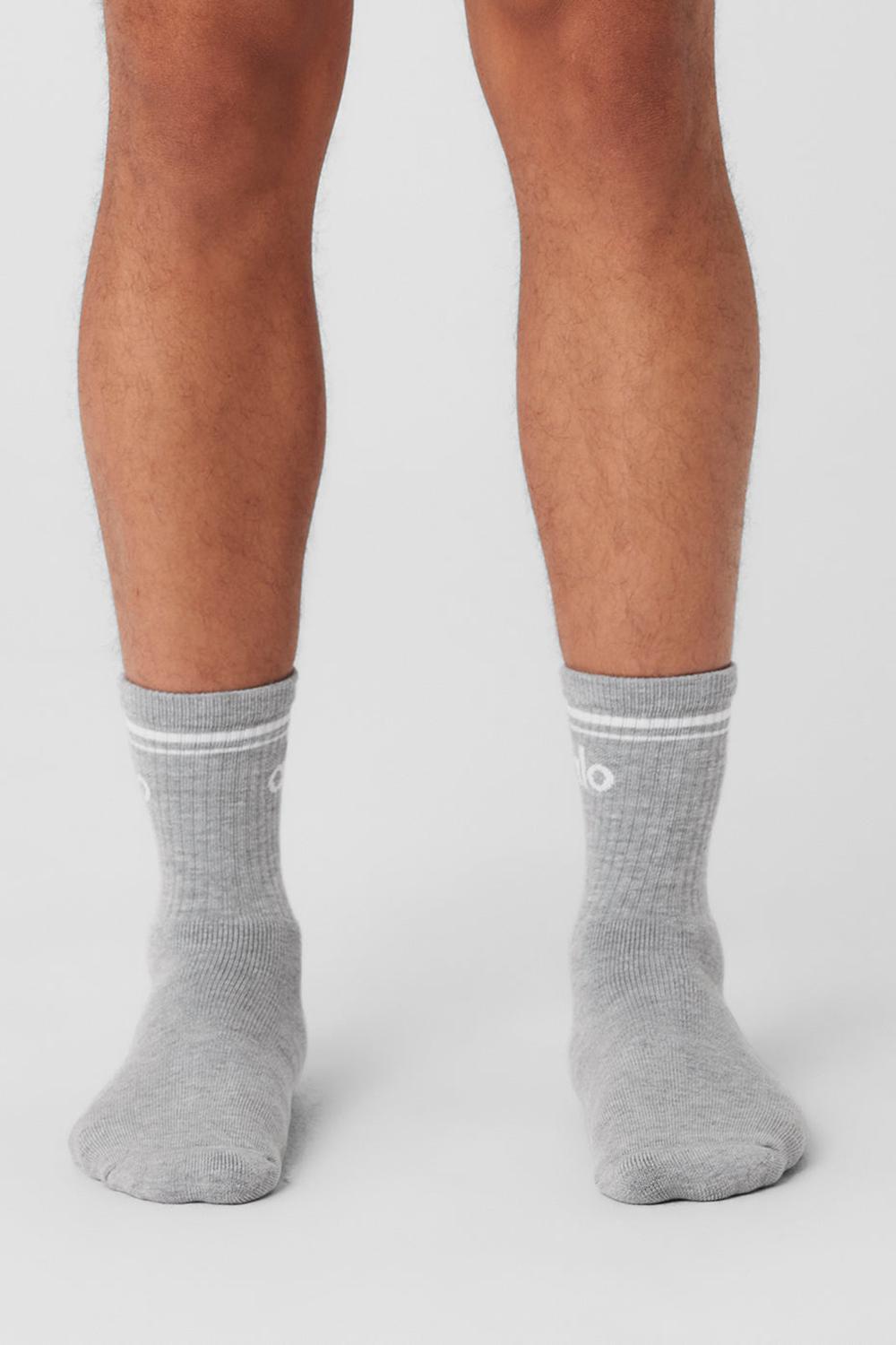 Alo Yoga Unisex Half-Crew Throwback Miesten Sukat Harmaat Valkoinen | Suomi  8645-SBQJW