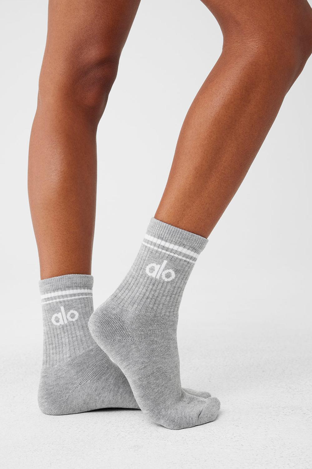 Alo Yoga Unisex Half-Crew Throwback Naisten Sukat Harmaat Valkoinen | Suomi  6175-ZOLVP