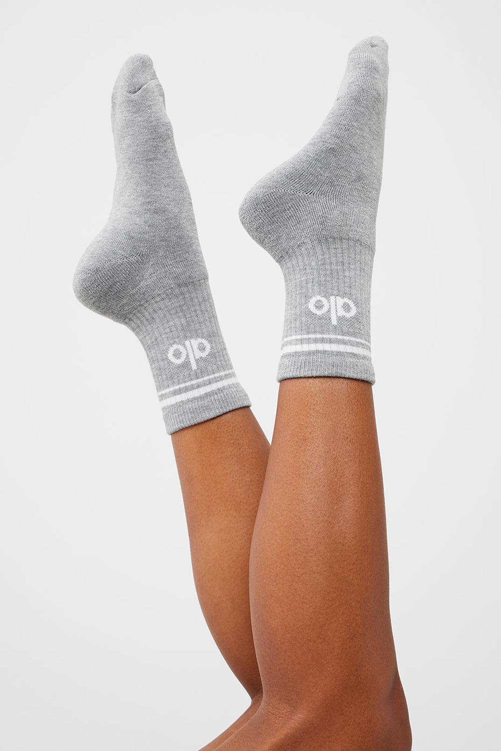 Alo Yoga Unisex Half-Crew Throwback Naisten Sukat Harmaat Valkoinen | Suomi  6175-ZOLVP