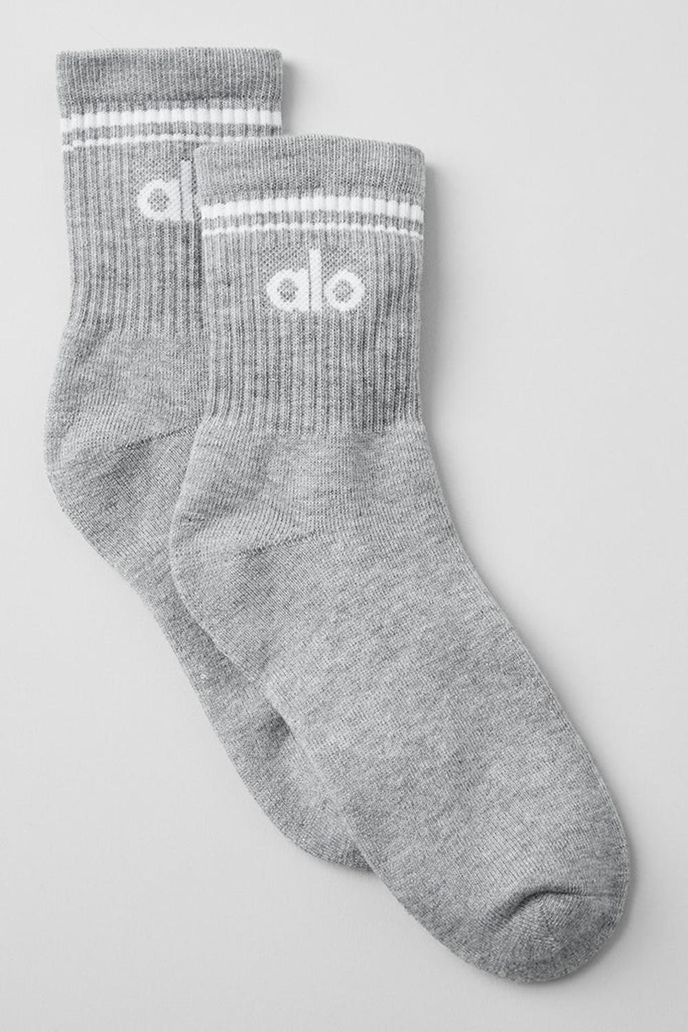 Alo Yoga Unisex Half-Crew Throwback Naisten Sukat Harmaat Valkoinen | Suomi  6175-ZOLVP