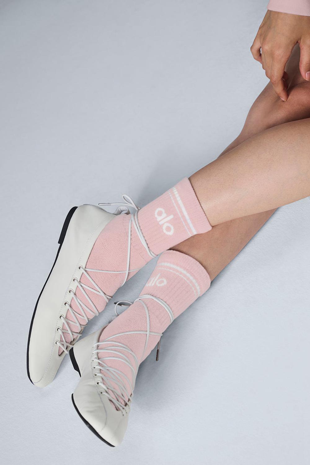 Alo Yoga Unisex Half-Crew Throwback Naisten Sukat Pinkki Valkoinen | Suomi  3568-DKECX