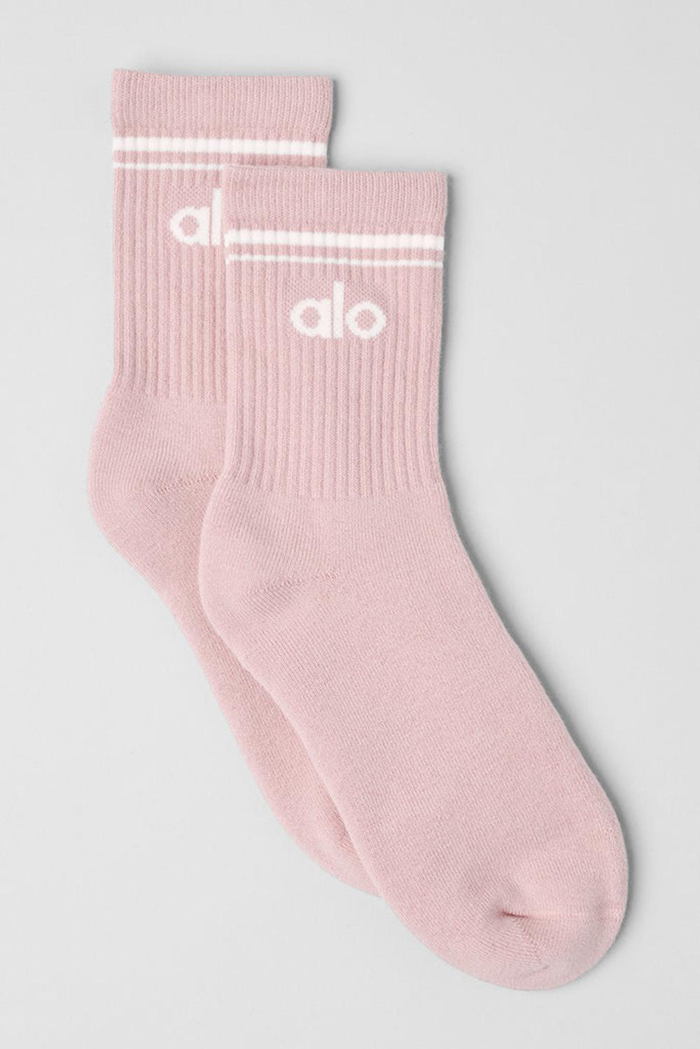 Alo Yoga Unisex Half-Crew Throwback Naisten Sukat Pinkki Valkoinen | Suomi  3568-DKECX