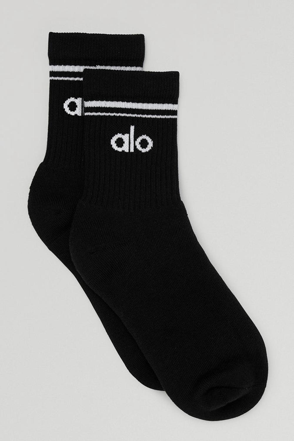 Alo Yoga Unisex Half-Crew Throwback Naisten Sukat Mustat Valkoinen | Suomi  3709-NFKIT