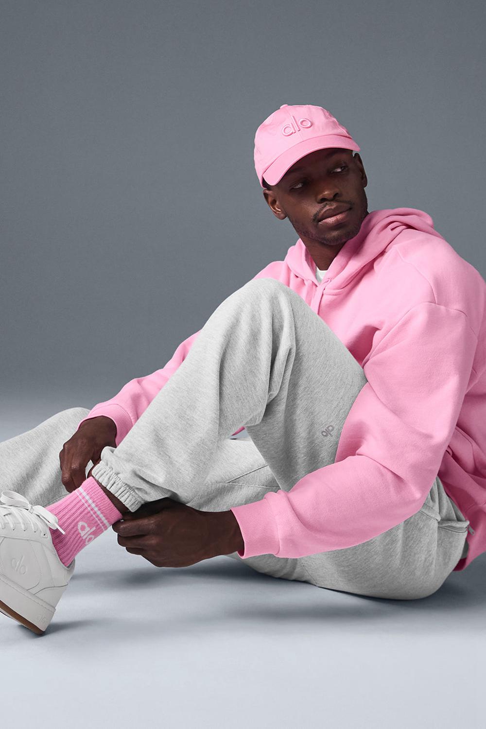 Alo Yoga Unisex Half-Crew Throwback Naisten Sukat Pinkki Valkoinen | Suomi  9031-WYAOC
