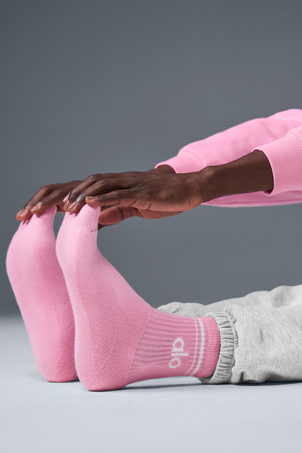 Alo Yoga Unisex Half-Crew Throwback Naisten Sukat Pinkki Valkoinen | Suomi  9031-WYAOC