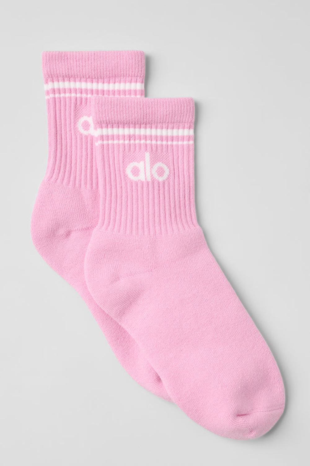 Alo Yoga Unisex Half-Crew Throwback Naisten Sukat Pinkki Valkoinen | Suomi  9031-WYAOC