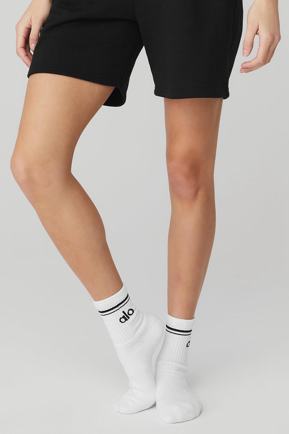 Alo Yoga Unisex Half-Crew Throwback Naisten Sukat Valkoinen Mustat | Suomi  1670-YQKEP